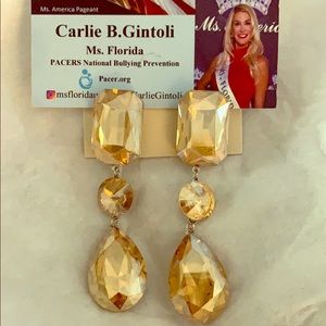 Gold Crystal earrings approximately 3 1/2 inches